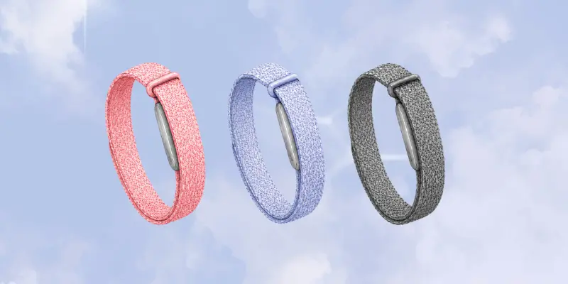 Fitbit Air sleep tracker illustration in multiple colors